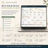 Complete Deal Analyzer Excel and Google Sheets system for real estate underwriting, risk analysis and deal decisions