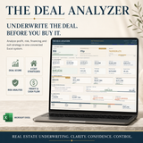 Deal Analyzer Pro Excel real estate investment dashboard with deal score, profit, risk and exit strategy analysis